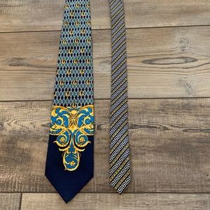 Versace Men's Tie Medusa Navy Blue Gold silk